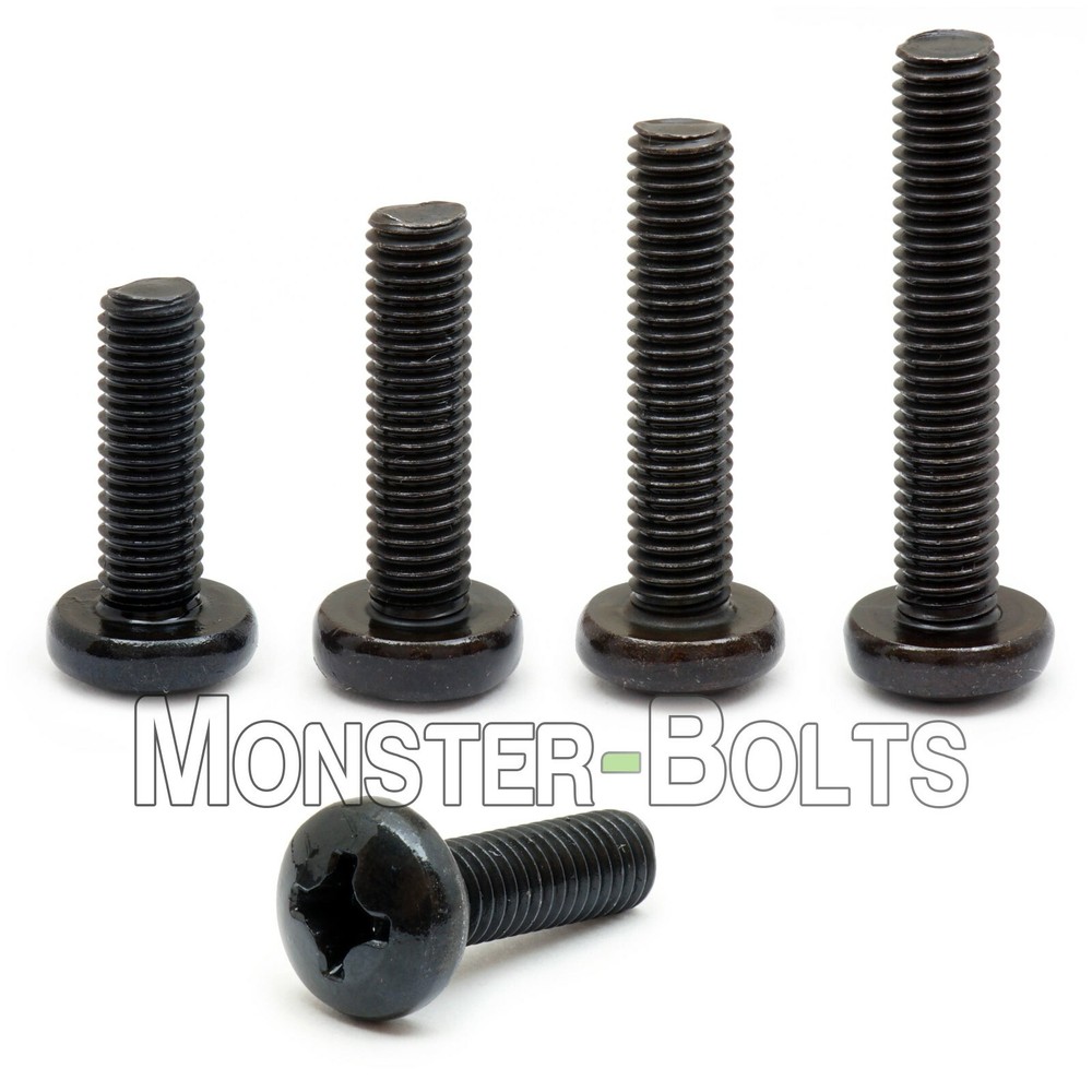 M3 Phillips Pan Head Machine Screws, Steel w Black Oxide & Oil, DIN 7985A Metric