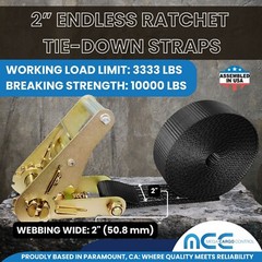 USA Heavy Duty 2″ x 20′ Motorcycle Utility Endless Ratchet Tie Down Strap
