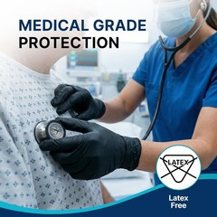 Schneider Nitrile Exam Gloves, 4 Mil Black Gloves Disposable Latex Free Powder F