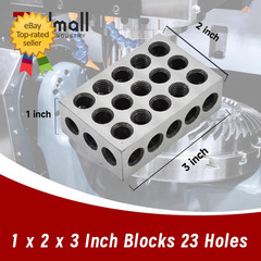 1 X 2 X 3 Inch Blocks Matched Pair Hardened Steel 23 Holes Accuracy