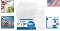Durable 8×10 Zip Seal Plastic Bags – 1000 Count 2 Mil Airtight Packaging