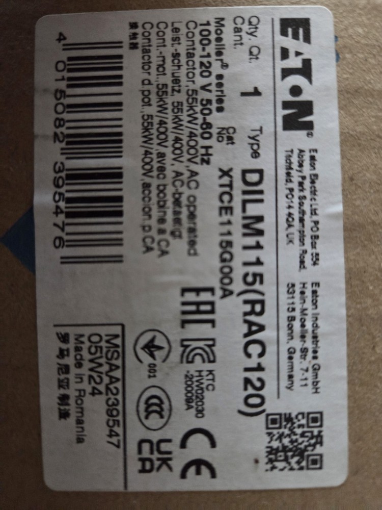 Remote Switch – Eaton DILM115(RAC120) XTCE115G Contactor 3P 160A 120V Coil