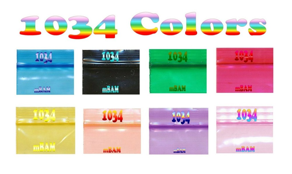 100 1034 2.5 MIL COLOR LOT APPLE MINI ZIP BAGGIES 1.0x.75″ BLACK BLUE+