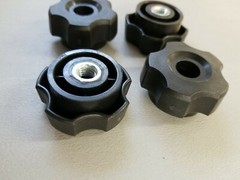 (4) M8x1.25×43, 8mm Female Thread Plastic Head Screw On Clamping Nuts Knob Black