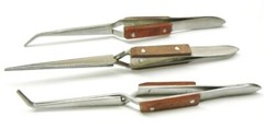 Fiber Grip Cross Lock Tweezers Self Closing 6″ Set – Curved + 90° + Straight Tip