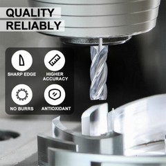 8 Set End Mill 4 Flute Milling Cutter HSS Straight Shank Drill Bit 1/16″-1/2”