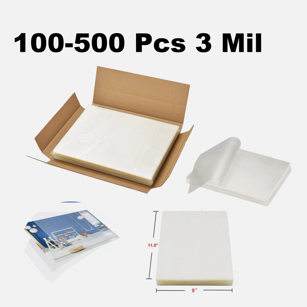 3 Mil Clear Thermal Laminating Pouches Letter 9″x11.5″ Size Laminator Sheets