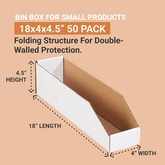 AVIDITI Shipping Boxes Medium 4″L X 18″W X 4.5″H, 50-Pack, Corrugated Cardboard