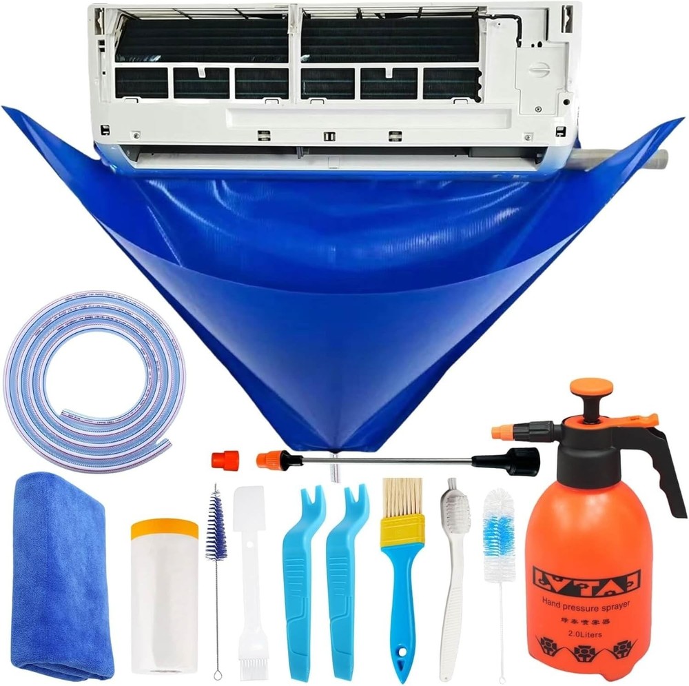 13Pcs Mini Split Cleaning Kit Bag with 2L High Pressure Sprayer, Air Conditioner