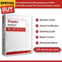 Cardstock Paper, 8.5-Inch x 11-Inch Paper Size, Matte White, 110 lbs. (250 Pack)
