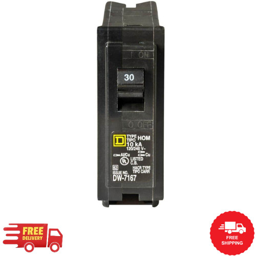 Homeline 30 Amp One-Pole Circuit Breaker HOM130CP, Square D Breakers 120/240 VAC