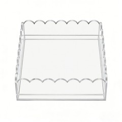 Clear Acrylic Tray for Insert Needlepoint Rectangle Scalloped Acrylic Tray NEW