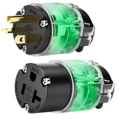 1 Set 20A Female Extension Cord Ends Replacement, Lighted Plug and Black