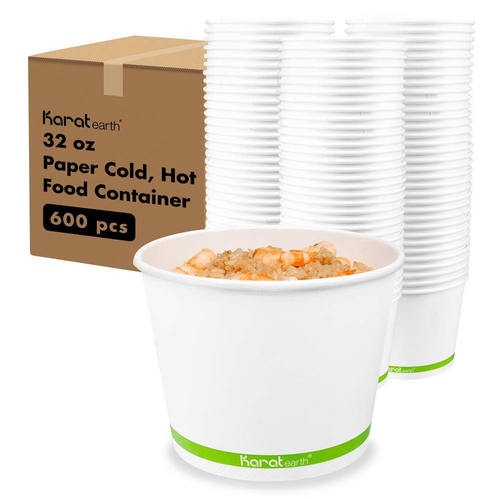 Karat Earth 32oz Eco-Friendly Paper Food Containers – Generic (140.5mm), 600 pcs