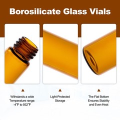 100 Pack 4ml Sample Vials 1 Dram Amber Glass Vials with Black PP Screw Caps US