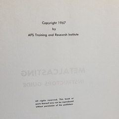 Vintage Metalcasting Instructors Guide AFS Training & Research Institute 1967