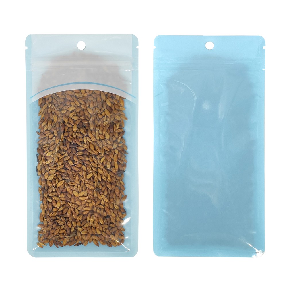 100/200/500 Clear & Blue Flat Resealable Food Zip Seal Lock Hang Hole Bags
