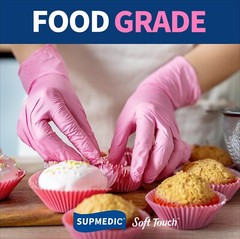 Disposable Nitrile Exam Gloves Powder-Free Food-Safe Cleaning Glove, Pink