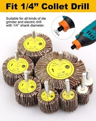 8 Pcs Flap Wheel Sander Set 1/4″ Shank 8size Flapper Wheel Longlasting Cylindric