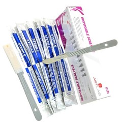 10PC DISPOSABLE SCALPELS #22-SINGLE USE – DISSECTING, SURGICAL, DERMAPLANING