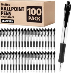 100 Pack Ballpoint Pens Bulk, Retractable 1 Count (Pack of 100), 100 pack