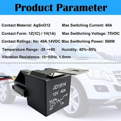 5pcs 5Pin Car Automotive SPDT Relay Switch Harness Socket Waterproof 40A 12V DC