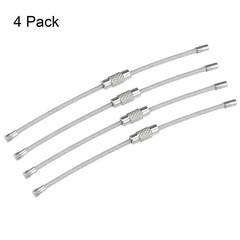 4Pcs Wire Keychain 90mm Length Key Ring Loop Cable Silver