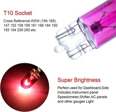 10-Pack T10 168 194 W5W Wedge Halogen Bulbs for Instrument Panel Color: purple