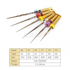 AZDENT Dental Endo Rotary Files Gold Taper NITI Endodontic Root Files SX-F3 25MM