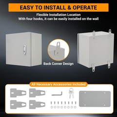 16″x12″x8″ Outdoor Waterproof Electrical Box,IP66, Lockable, Rust-Resistant