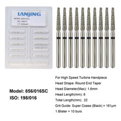 Dental Diamond Burs FG Round End Taper Football Barrel Pear Coarse Fine 856 379
