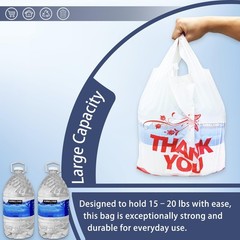 100 Pcs White Thank You Bags T Shirt Bags To Go Grocery Reusable Disposable