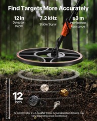 VEVOR Waterproof Metal Detector 12″ Professional Gold Detector for Adults IP68
