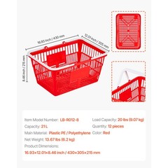 Uimoso Stackable Shopping Baskets with Handles – Set of 12 for Retail Use