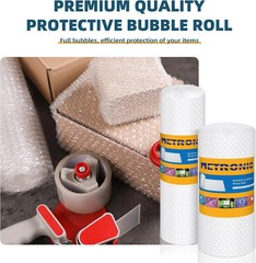 Metronic Bubble Cushioning Wrap 2 Pack 12 Inch x 72ft Total, Dense Bubble Packin