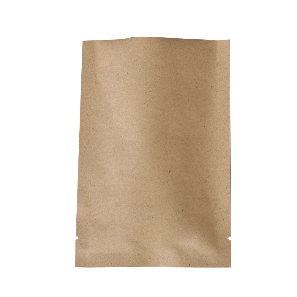 100pcs Heat Seal Flat Kraft Paper Metallized Foil Open Top Bags Outer Size ~4×6″