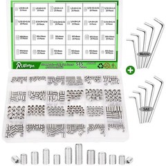 525PCS Metric + SAE Set Screw Assortment Kit 24 Size 304 Stainless Steel Grub…
