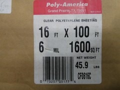 Poly-america CF0616C Clear Polyethylene Sheeting 16ft X 100ft