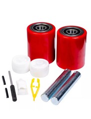 Pallet Jack/Truck Load Wheels Full Set with Axles and Rollers 3″ x 3.75″ Red