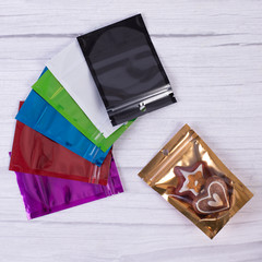 8-100 Color & Clear Mylar Foil Stand Up Resealable Food Storage Packaging Bags