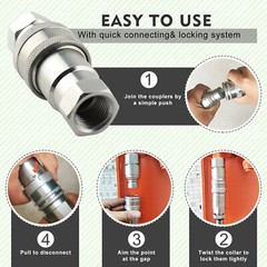 1/2″ Ag Hydraulic Quick Connect Couplers Couplings, Ball Pioneer Style 2 Sets