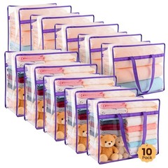 10 Pack Clear Clothes Storage Bags, Double Zipper Design 40L Underbed Moving …