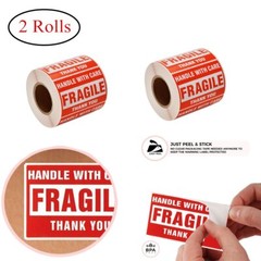 2 Rolls 500/Roll 2×3 FRAGILE Stickers Adhesive Handle with Care Shipping Labels