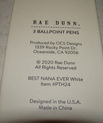 New Rae Dunn 3 Piece Best Nana Ever Love you Nana Pink Ballpoint Pen Set