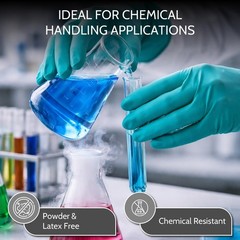 12 Pairs 11 Mil Green Chemical Resistant Diamond Textured Nitrile Gloves – Small