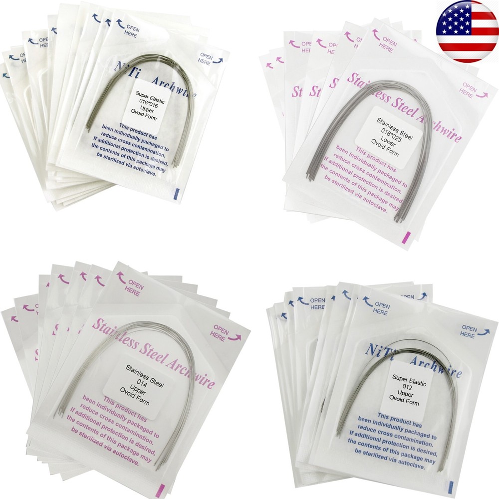 100pcs Dental Ortho Arch Wire Natural Niti Stainless S Round Rectangular Ovoid