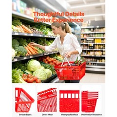Uimoso Stackable Shopping Baskets with Handles – Set of 12 for Retail Use