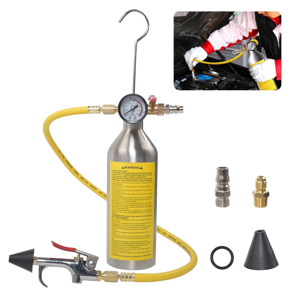 A/C AC Air Conditioner System Flush Canister Gun Tool Kit For R134 R12 R22 R404
