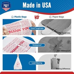 1000 Thank You T-Shirt Bags 12″ x 6.5″ x 21″, Plastic Grocery Shopping Bags