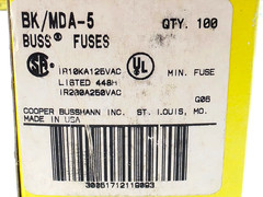 Box of 100 Bussmann MDA5 250 Volt 5 Amp Slow Blow Ceramic Fuses 1/4″ x 1-1/4″